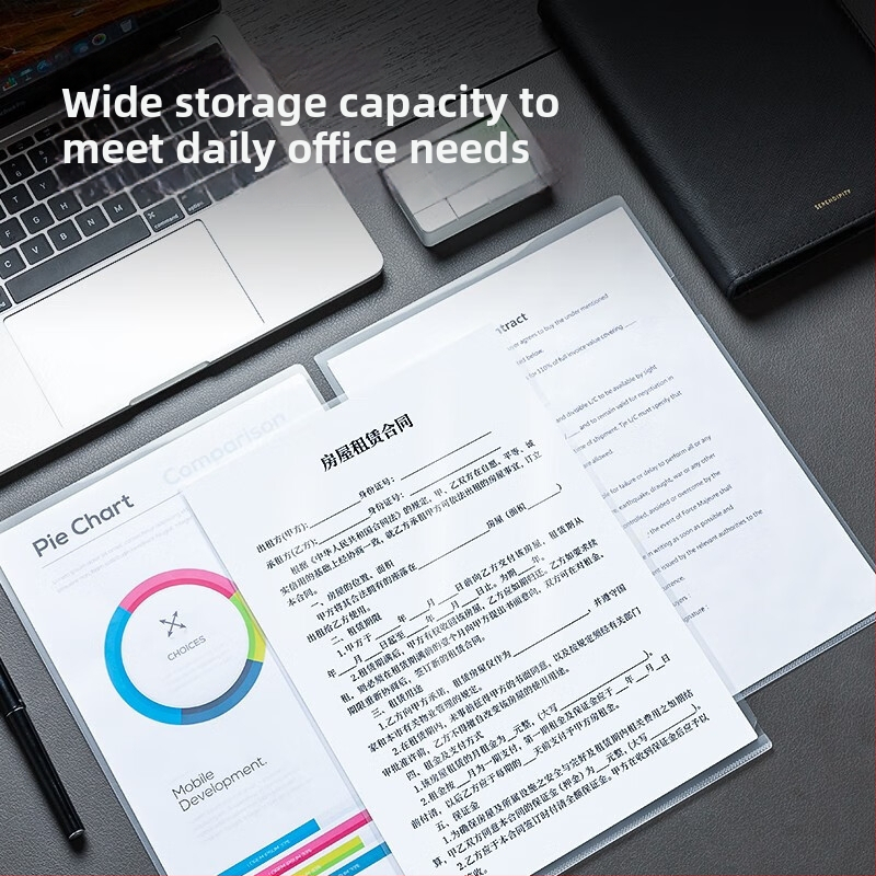 Prozirna PP torbica za dokumente, L-oblik skladišni džep, marka Deli, model 5706, debljina 0,18 mm