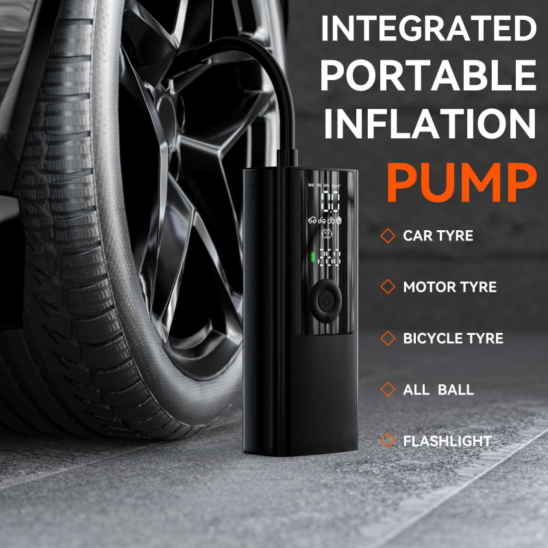 Prijenosni bežični auto inflator s LED svjetlom, 7.4V, 25 L/min, ≤80W, 373 g