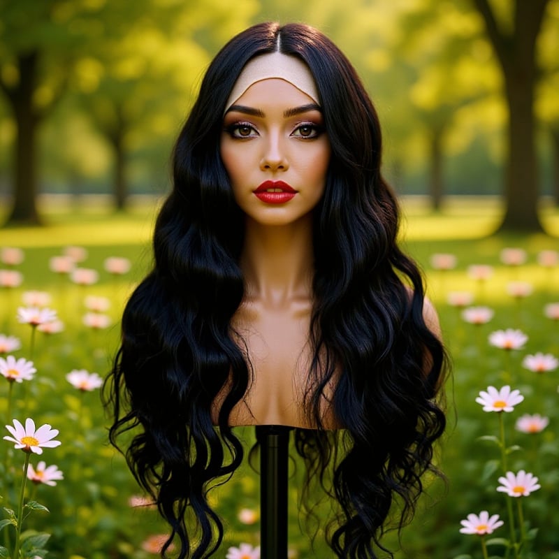 Perika s Lace Front za žene, duga kosa s dugim fringeom, model MR2430, može se trajno oblikovati ili bojiti
