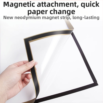 Ramă magnetică de fișiere pentru perete, display transparent pentru documente, construcție din plastic, model 1546298, dimensiune de montare reglabilă, grosime placă opțională