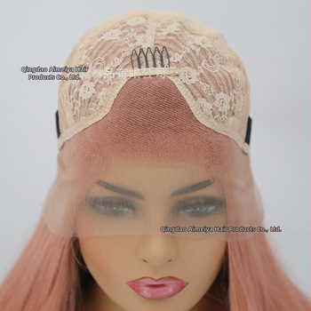 Parochňa s dlhými kudrlinkami, predná čipka, vlákno odolné voči teplu, model AMY-117, štýl Ruili, prirodzený vzhľad, ofina