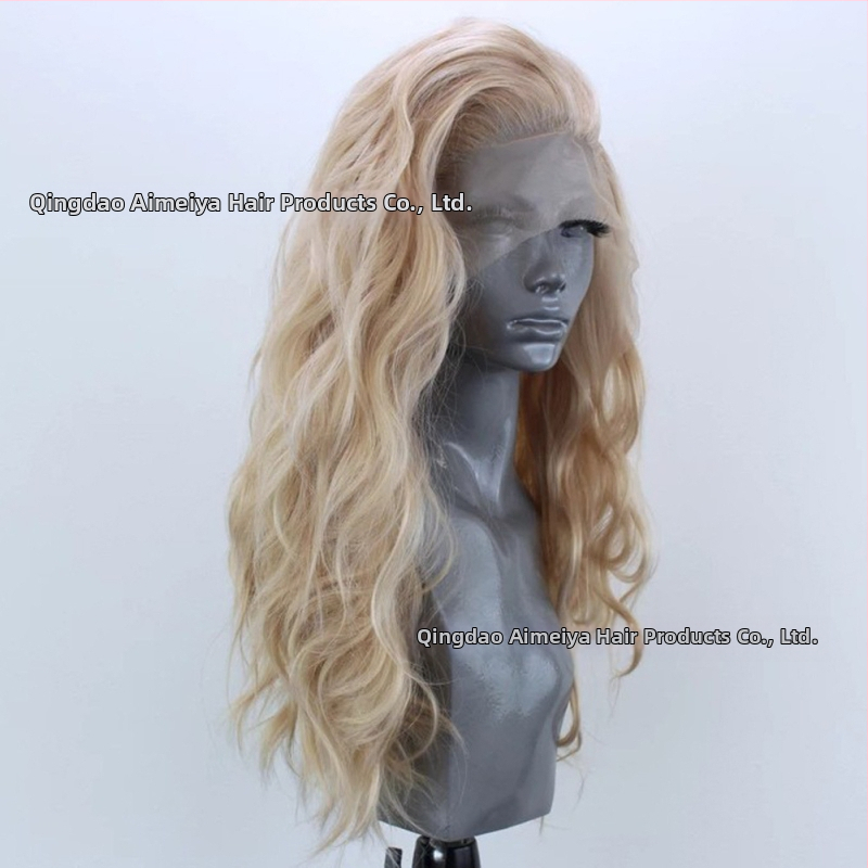 Parochňa s dlhými kudrlinkami, predná čipka, vlákno odolné voči teplu, model AMY-117, štýl Ruili, prirodzený vzhľad, ofina