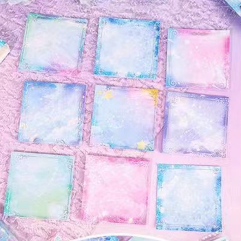 Cute bunny Σημειωματάριο με ουρανό γεμάτο αστέρια, χωρίς κόλλα, τετράγωνο σχήμα, θερμοτυπία σε στυλ Insta, βασική συσκευασία