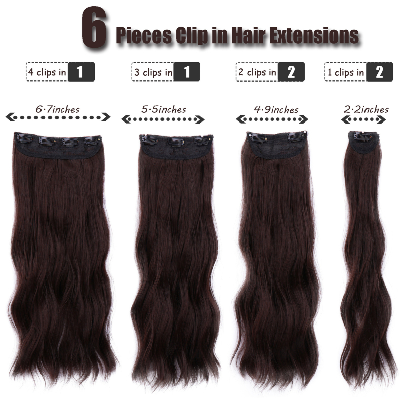 Perucă invizibilă cu bucle, fibre sintetice rezistente la temperatură, set de șase piese cu clipsuri, extensii de păr — nu poate fi decolorată sau îndreptată