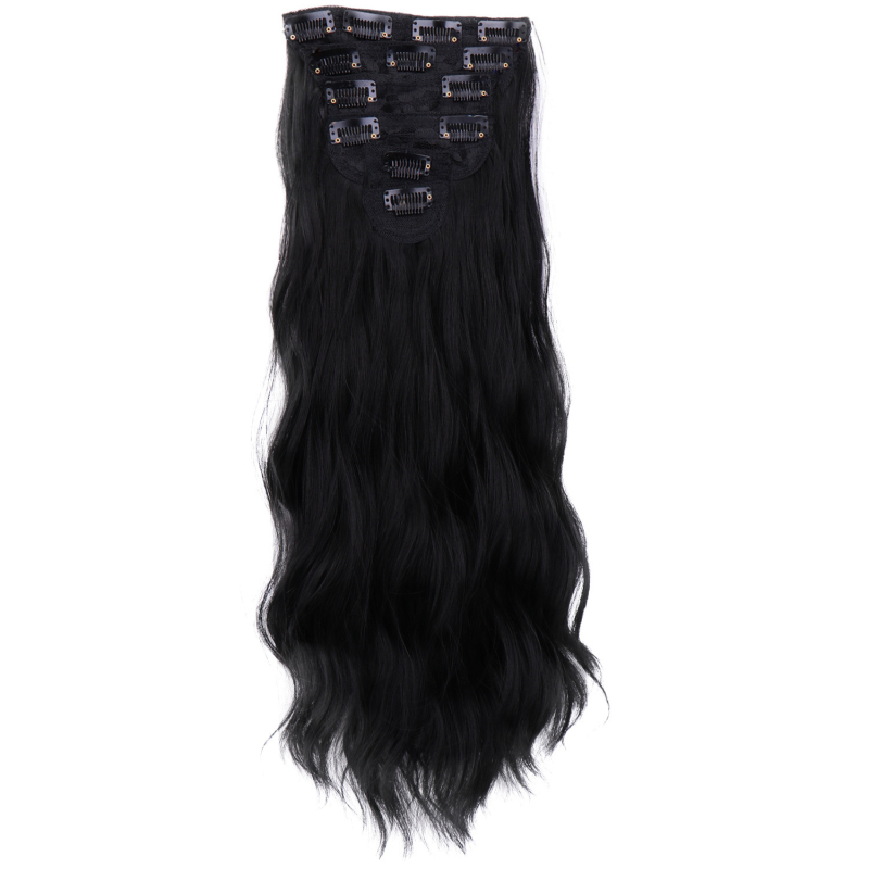 Perucă invizibilă cu bucle, fibre sintetice rezistente la temperatură, set de șase piese cu clipsuri, extensii de păr — nu poate fi decolorată sau îndreptată