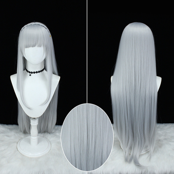 Emilia cosplay perika iz Re:Zero, anime stil s dugim šiškama, vlakna otporna na toplinu, frizura s repom i šalom, model Emilia, za cosplay