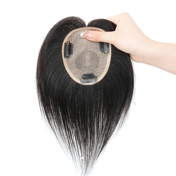 Piesă de păr pentru femei, lucrată manual, din păr uman real, cu breton și coroană înaltă