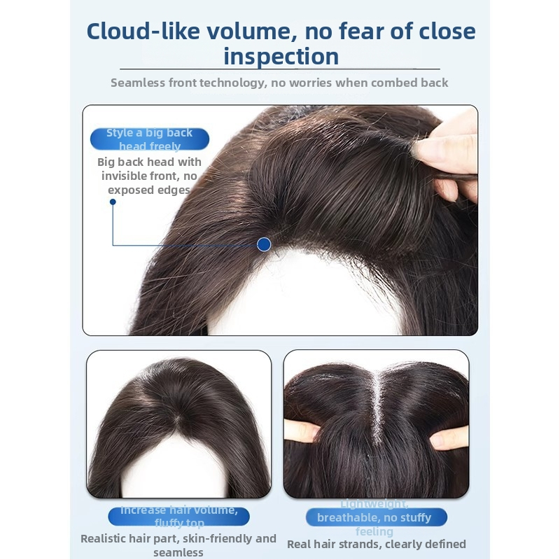 Perucă lungă cu bucle pentru femei — semi-handwoven; amestec de mătase; ton natural al pielii; nu poate fi vopsită sau supusă permamentei (Brand Hengyang)