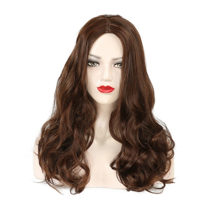 Perucă de lungime medie, bucle, fibră sintetică rezistentă la temperaturi înalte, aspect natural, confortabil de purtat