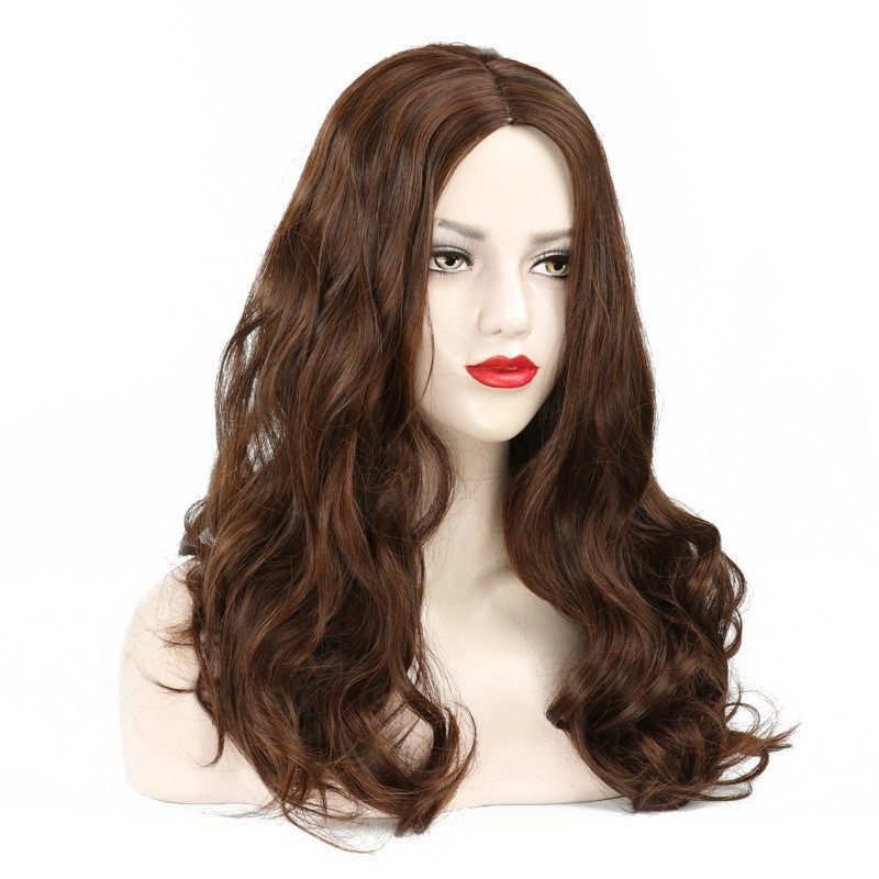 Perucă de lungime medie, bucle, fibră sintetică rezistentă la temperaturi înalte, aspect natural, confortabil de purtat