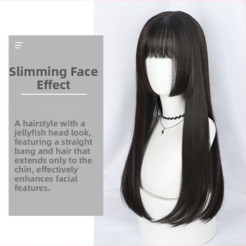 Perucă anime cosplay pentru femei — model 3-8019, fibră rezistentă la temperatură, proces mecanic, vopsire fără încălzire, acoperire completă a capului