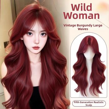 Perucă de acoperire completă, bucle cu valuri, aspect natural zilnic, fibre sintetice rezistente la căldură, model Mg-bl003