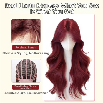 Perucă de acoperire completă, bucle cu valuri, aspect natural zilnic, fibre sintetice rezistente la căldură, model Mg-bl003