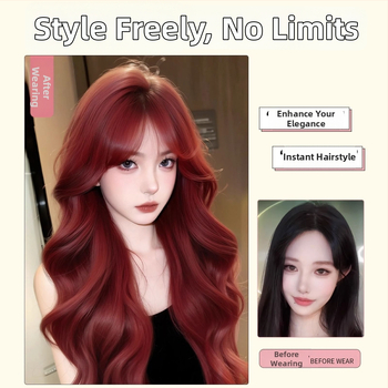 Perucă de acoperire completă, bucle cu valuri, aspect natural zilnic, fibre sintetice rezistente la căldură, model Mg-bl003