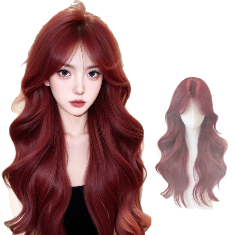 Perucă de acoperire completă, bucle cu valuri, aspect natural zilnic, fibre sintetice rezistente la căldură, model Mg-bl003