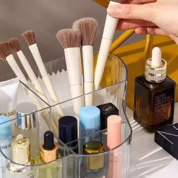 Cutie de depozitare pentru cosmetice cu compartimente divizate, transparentă, PET, brand Shumei, fără capac, stil modern minimalist