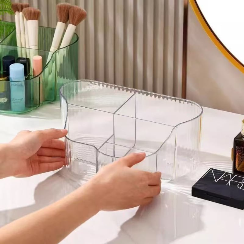 Cutie de depozitare pentru cosmetice cu compartimente divizate, transparentă, PET, brand Shumei, fără capac, stil modern minimalist