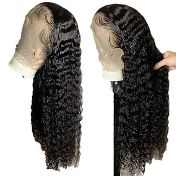 Păr real, perucă lungă cu bucle, cu dantelă frontală, pentru femei; poate fi vopsită și permament permisă