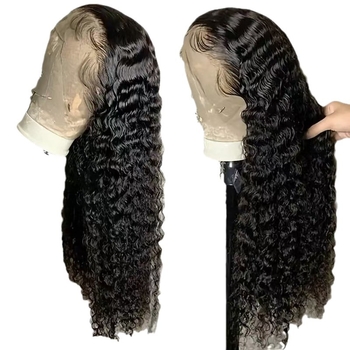 Păr real, perucă lungă cu bucle, cu dantelă frontală, pentru femei; poate fi vopsită și permament permisă