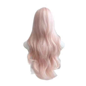 Perucă lungă buclată cu breton lung; material păr: filament de proteine; procesare: mecanism; stil: natural