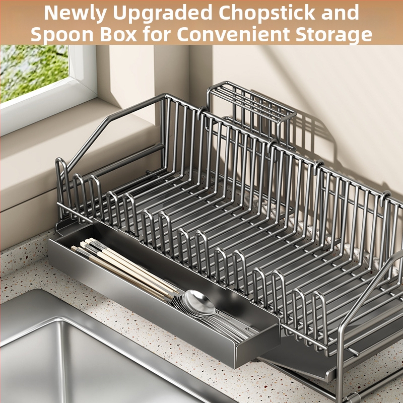 Ολοκληρωμένη ραφιέρα αποστράγγισης πιάτων, από ανθρακούχο χάλυβα, μοντέρνο μινιμαλιστικό στυλ, κυκλοφόρησε το 2025