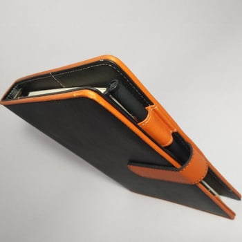 Jurnal universal din piele naturală, cu legare cu foi detașabile, hârtie Forest, accesorii din oțel inoxidabil, model CD-B1930