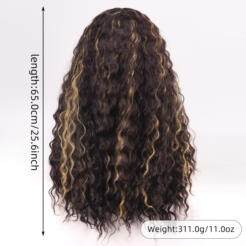 Perucă cu bucle lungi • Fire sintetice din mătase termorezistentă • Procesare mecanică • Poate fi vopsită • Model YN702