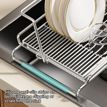 Ανοξείδωτος δίσκος αποστράγγισης νεροχύτη, επεκτεινόμενος, για μπολ, πιάτα και μαχαιροπίρουνα