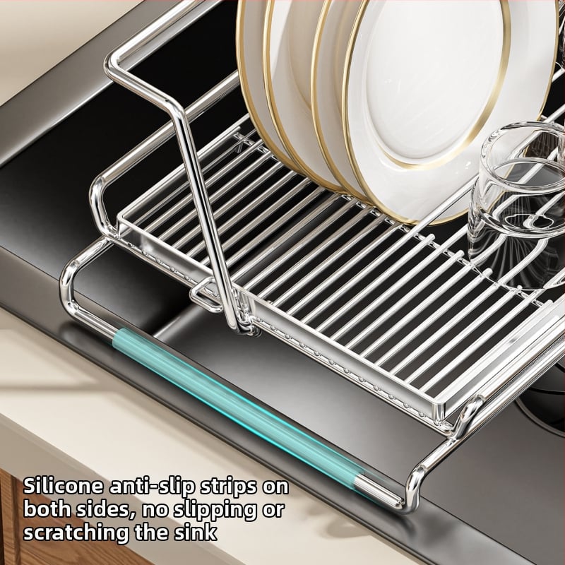 Ανοξείδωτος δίσκος αποστράγγισης νεροχύτη, επεκτεινόμενος, για μπολ, πιάτα και μαχαιροπίρουνα