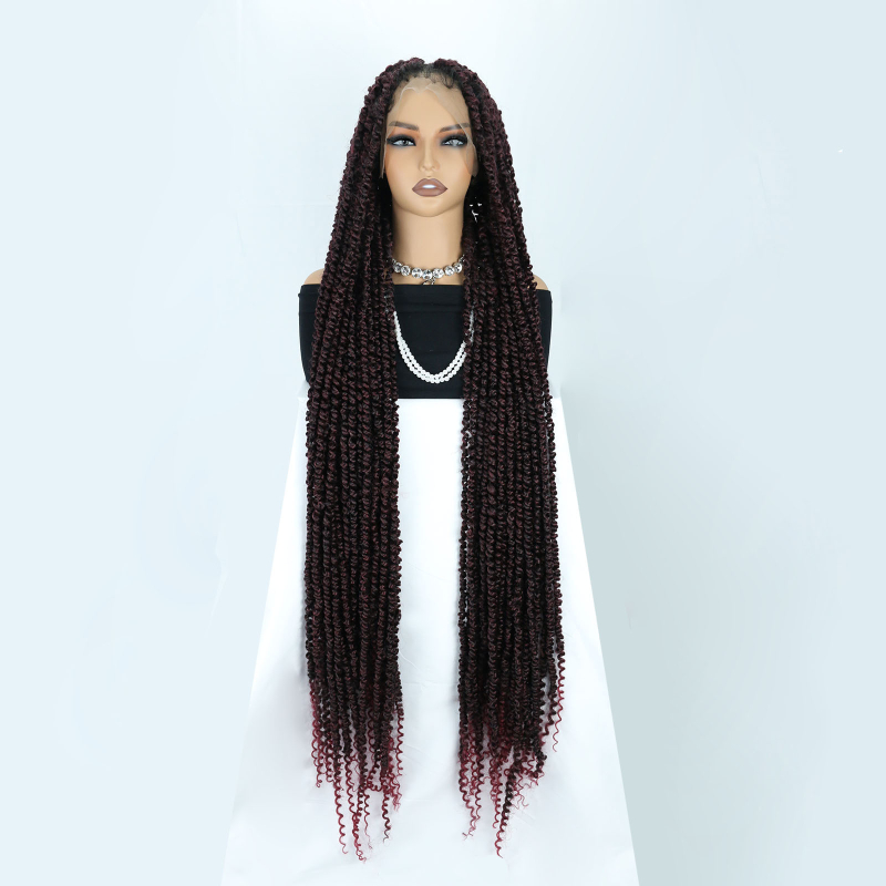 Perucă lungă bucle, cu dantelă frontală, stil exotic, păr de mătase rezistent la temperaturi înalte, model JJCX-PAS036#1B/BG