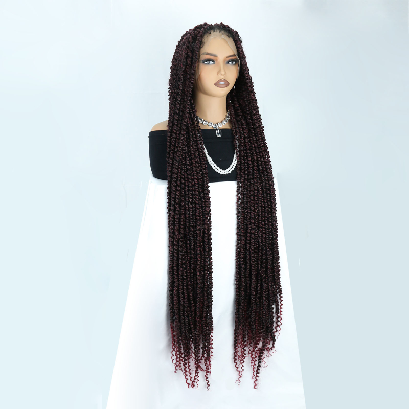 Perucă lungă bucle, cu dantelă frontală, stil exotic, păr de mătase rezistent la temperaturi înalte, model JJCX-PAS036#1B/BG