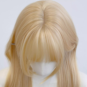 Perucă lungă buclată, aspect natural, fibre de mătase proteică, parte mediană, perucă pentru întreaga cap