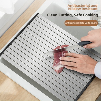 Daschi sklopivi stalak za odvodnju sudopera od nehrđajućeg čelika, s držačem za dasku za rezanje