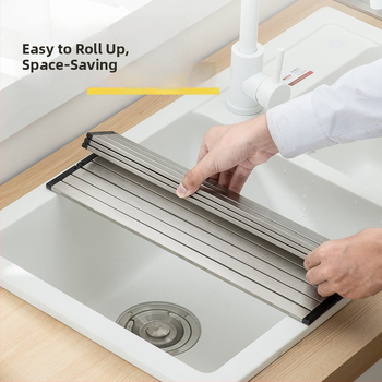 Daschi sklopivi stalak za odvodnju sudopera od nehrđajućeg čelika, s držačem za dasku za rezanje