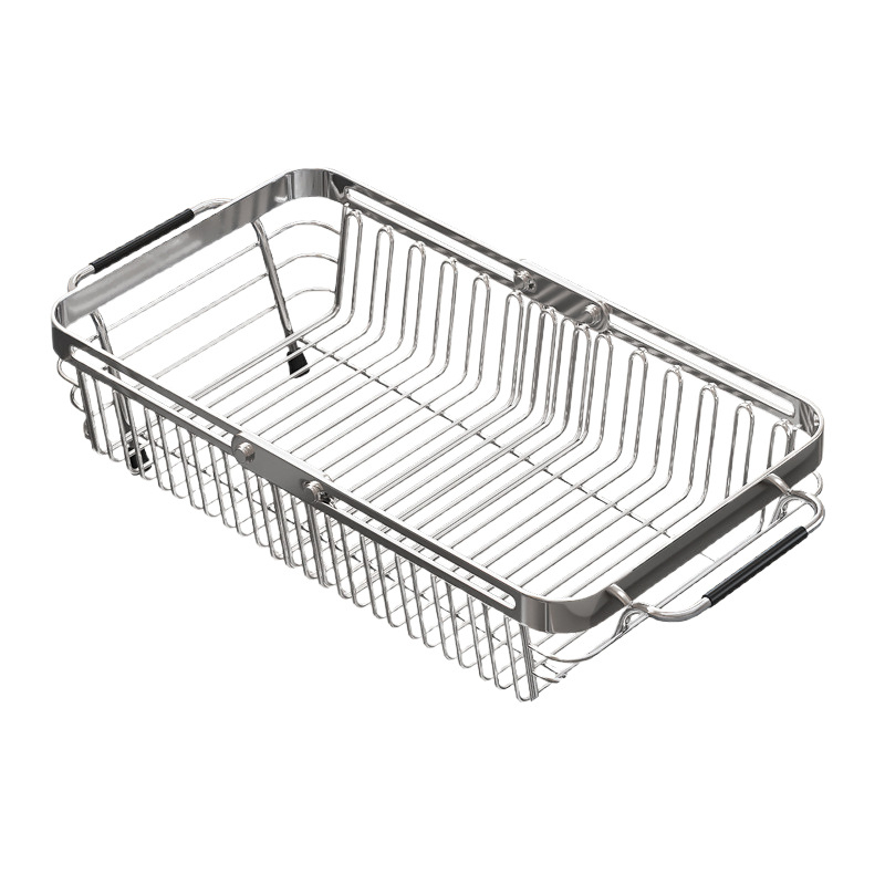 Nehrđajući čelični odvodni koš za sudoperu s teleskopskom funkcijom – višenamjenski stalak za posuđe, voće i povrće, Essence