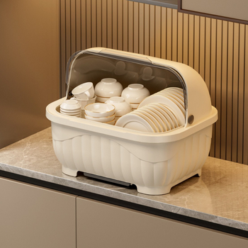 Ράφι πιάτων κουζίνας με προστασία από σκόνη — πολλαπλών χρήσεων, χωρίς εγκατάσταση, υλικό PP, επιτραπέζιο ράφι, μοντέρνο στυλ