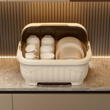 Ράφι πιάτων κουζίνας με προστασία από σκόνη — πολλαπλών χρήσεων, χωρίς εγκατάσταση, υλικό PP, επιτραπέζιο ράφι, μοντέρνο στυλ