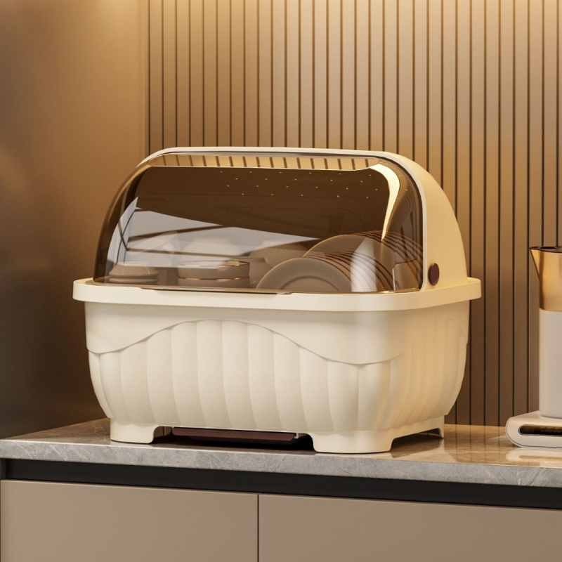 Ράφι πιάτων κουζίνας με προστασία από σκόνη — πολλαπλών χρήσεων, χωρίς εγκατάσταση, υλικό PP, επιτραπέζιο ράφι, μοντέρνο στυλ