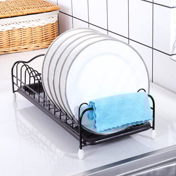 Μονόροφο μεταλλικό ράφι για πιάτα με αποστράγγιση χωρίς οπές και δίσκο συλλογής νερού, για τον πάγκο