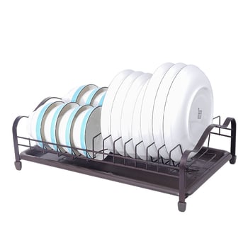 Μονόροφο μεταλλικό ράφι για πιάτα με αποστράγγιση χωρίς οπές και δίσκο συλλογής νερού, για τον πάγκο