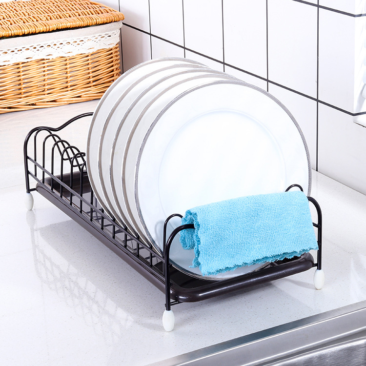 Μονόροφο μεταλλικό ράφι για πιάτα με αποστράγγιση χωρίς οπές και δίσκο συλλογής νερού, για τον πάγκο