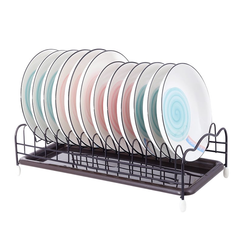 Μονόροφο μεταλλικό ράφι για πιάτα με αποστράγγιση χωρίς οπές και δίσκο συλλογής νερού, για τον πάγκο