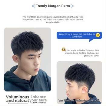 Férfi rövid hajú paróka természetes hajból, koreai stílus, lélegző, varrat nélküli