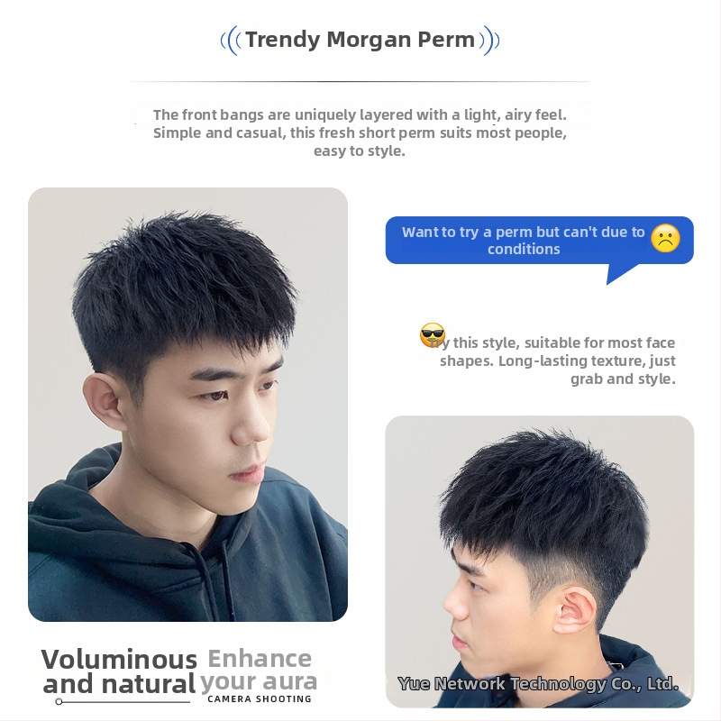 Férfi rövid hajú paróka természetes hajból, koreai stílus, lélegző, varrat nélküli