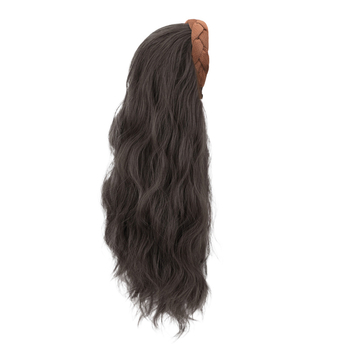 Perucă cu bandă pentru cap, păr lung, bucle, coroană înaltă, din mătase rezistentă la temperaturi, semi-manufacturată manual