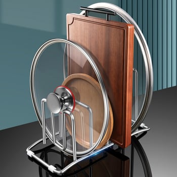 Ράφι πάγκου από ανοξείδωτο χάλυβα 304 για δίσκους κοπής, καπάκια και μαγειρικά σκεύη - χωρίς εγκατάσταση, ορθογώνιο σχέδιο, νορδικός στυλ