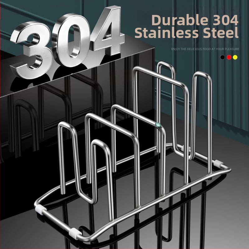 Ράφι πάγκου από ανοξείδωτο χάλυβα 304 για δίσκους κοπής, καπάκια και μαγειρικά σκεύη - χωρίς εγκατάσταση, ορθογώνιο σχέδιο, νορδικός στυλ