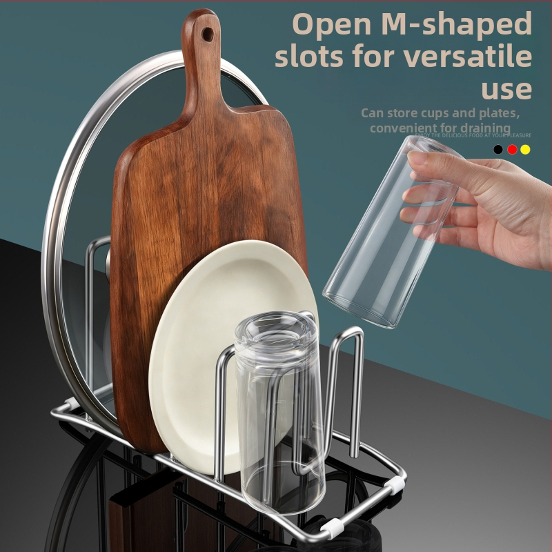 Ράφι πάγκου από ανοξείδωτο χάλυβα 304 για δίσκους κοπής, καπάκια και μαγειρικά σκεύη - χωρίς εγκατάσταση, ορθογώνιο σχέδιο, νορδικός στυλ