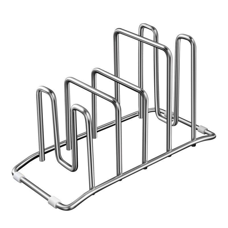 Ράφι πάγκου από ανοξείδωτο χάλυβα 304 για δίσκους κοπής, καπάκια και μαγειρικά σκεύη - χωρίς εγκατάσταση, ορθογώνιο σχέδιο, νορδικός στυλ