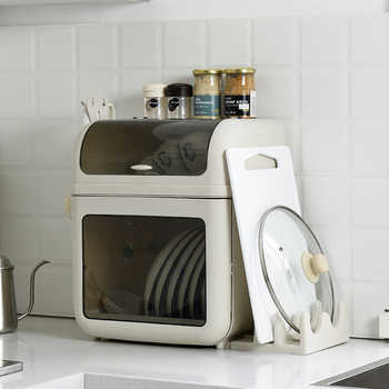 Πολυλειτουργικό ράφι αποστράγγισης κουζίνας με καπάκι, διπλού επιπέδου οργανωτής πιάτων, πλαστικό, μοντέρνο μινιμαλιστικό στυλ